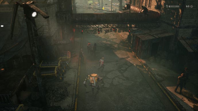 Captura de pantalla de la revisión de Miasma Chronicles, que muestra una ciudad post-apocalíptica.
