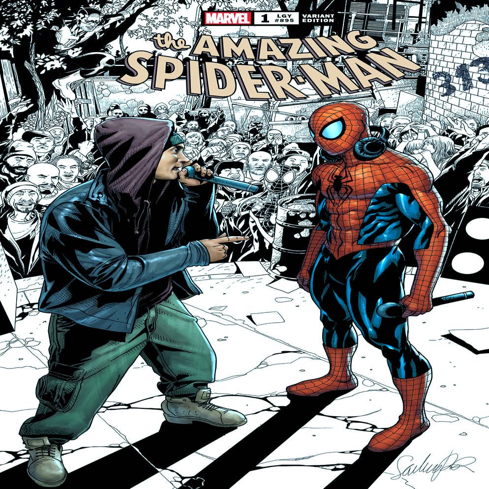 Marvel revela capa variante com Homem-Aranha e… Eminem