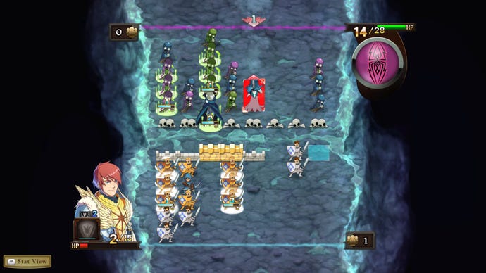 Knights fight undead creatures in a cave in Might & Magic: Clash Of Heroes - Definitive Edition