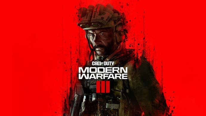 official promo image for modern warfare 3 with captain price in the middle of a bright red background and the game logo in the middle