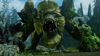 New monster Garangolm, a huge ape-like creature covered in stone armour, roars menacingly in Monster Hunter Rise: Sunbreak