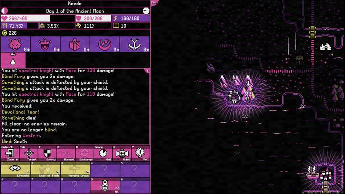 Moonring screenshot showing the overworld map.