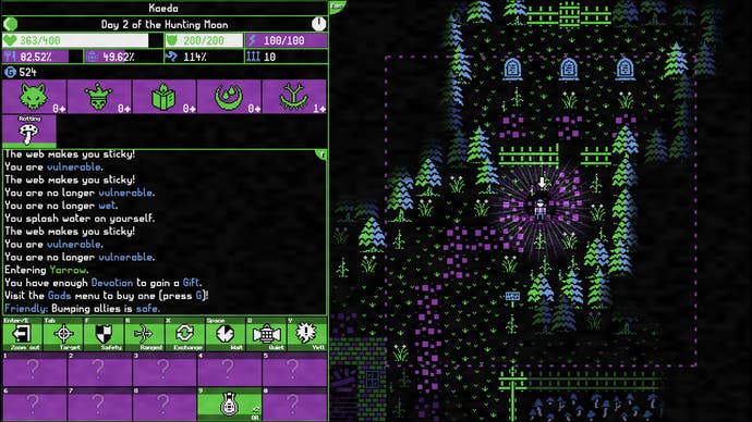 Moonring screenshot showing a small graveyard in a farm.