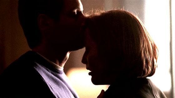 Mulder and Scully tender moment