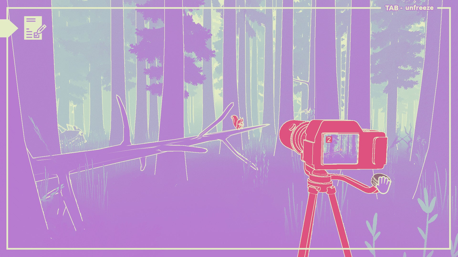 玩家用螺母的相機觀看松鼠