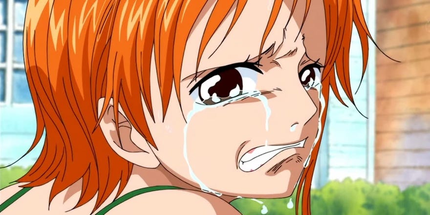 Nami crying in One Piece