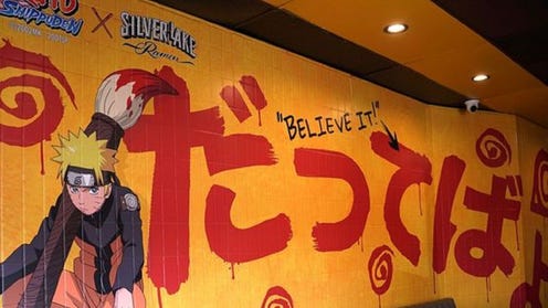 Wall art at Silverlake Ramen during Naruto collaboration
