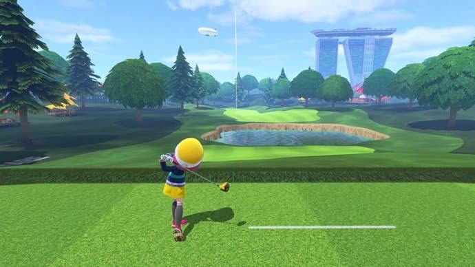 Nintendo Switch Sports golfing in action