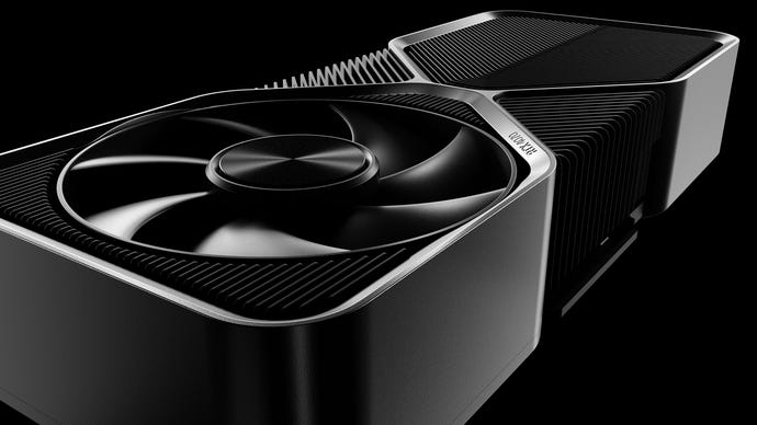 A render of the Nvidia GeForce RTX 4070 Founders Edition graphics card.