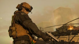 A screenshot from Modern Warfare 3 showing an Operator with a handgun.