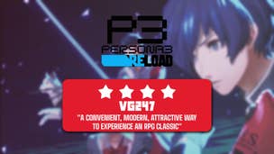 Persona 3 Reload review header. 4 stars, text reads: "A CONVENIENT, MODERN, ATTRACTIVE WAY TO EXPERIENCE A TRULY GREAT RPG CLASSIC". Background is a battle scene from the game.