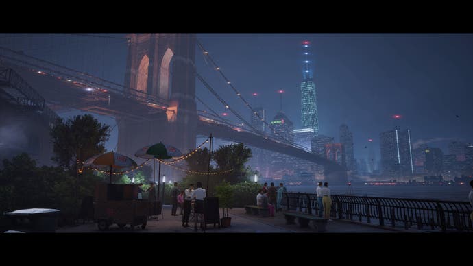 Una toma nocturna de la ciudad de Nueva York.