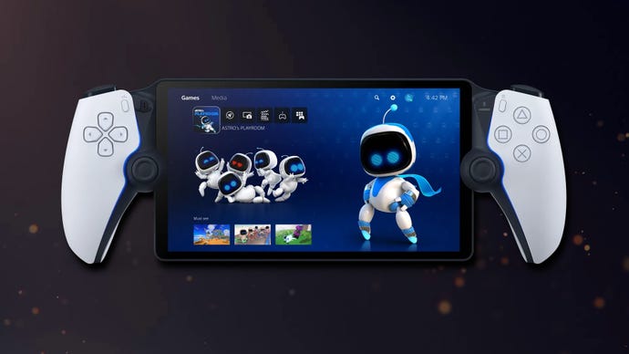 An image of the PlayStation Portal laid over the top of the PlayStation 5 startup screen.