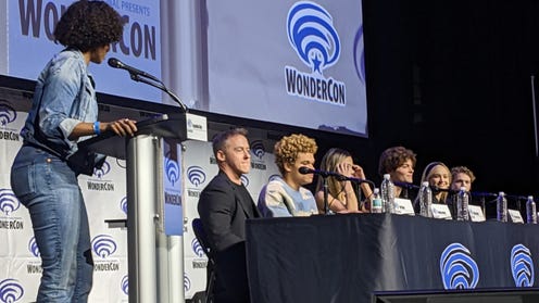 Photograph of Wolf Pack panel at Wondercon