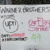 Photograph of Our Flag Means Strike event outside Warner Bros lot