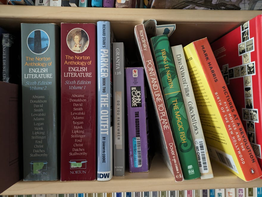 Photograph of books on a bookshelf