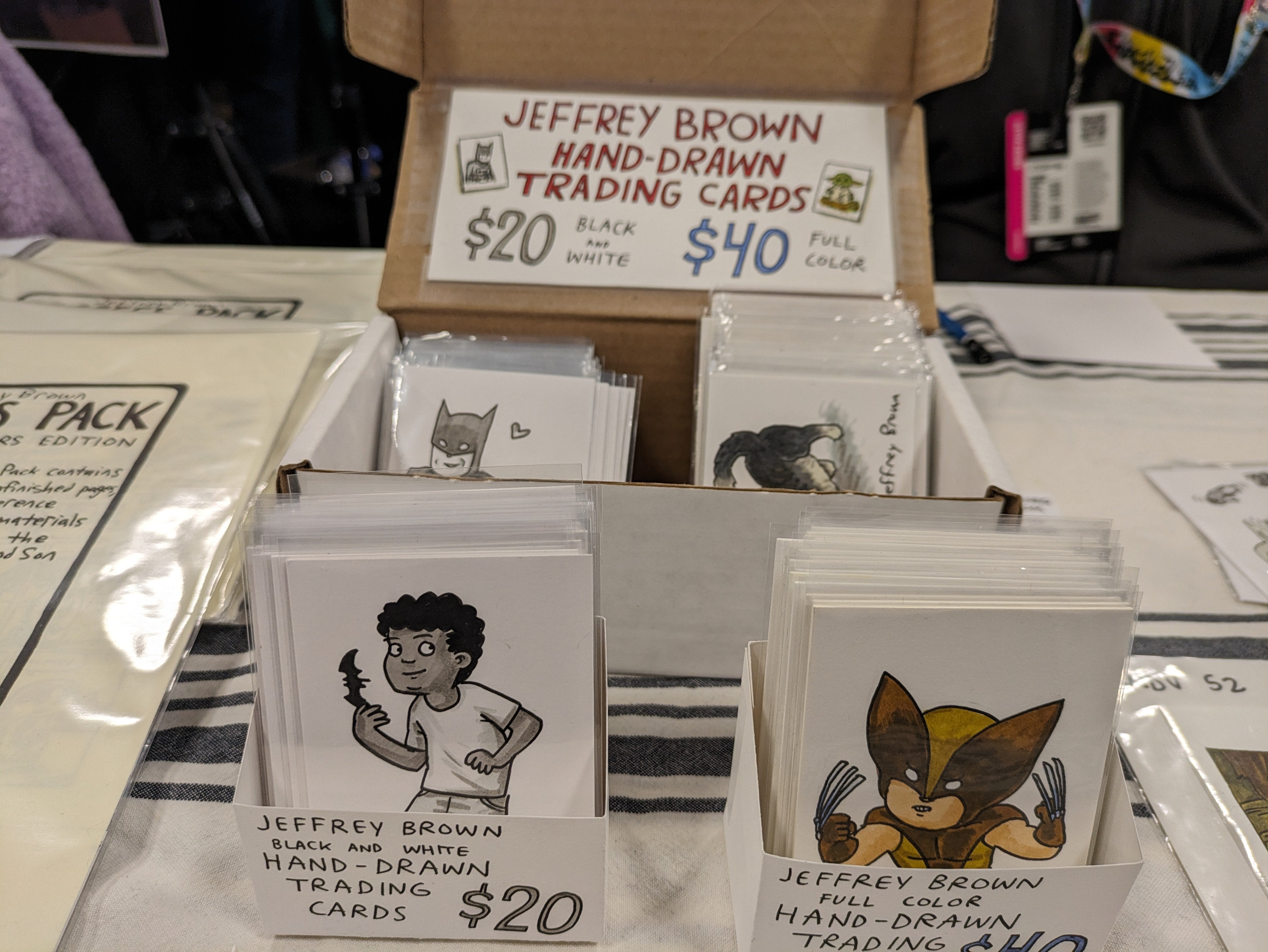 Jeffrey Brown sells original art trading cards - but you have to catch him at a convention to nab one