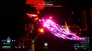 The player looks at Astegon while they fight with Penking in Palworld