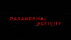 The Paranormal Activity logo text in red font on a black background