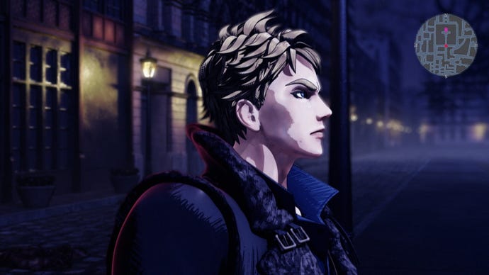 A side-on portrait of a blond man in Penny Blood