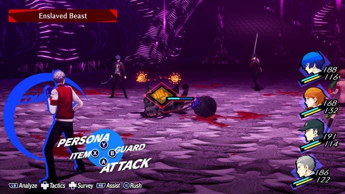 A screenshot from Persona 3 Reload, showing combat in Tartarus.