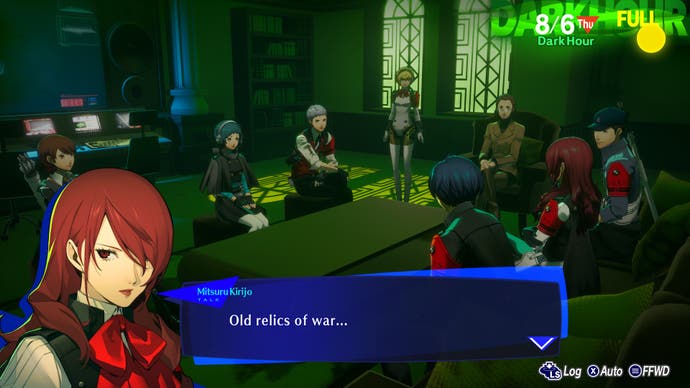 خدمه SEES در ساعت تاریکی در یک اسکرین شات از Persona 3 Reload ملاقات کردند.
