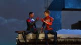 Peter Parker and Miles Morales share a celebratory fist bump in Spider Man Miles Morales.