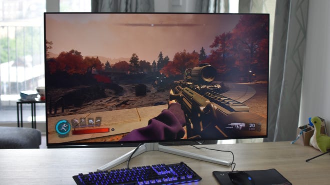 Redfall running on the Philips Evnia 42M2N8900 gaming monitor.