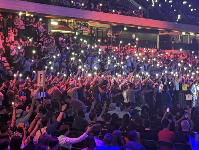 Phones lighting up the Copper Box arena during Rocket League Spring Major 2022