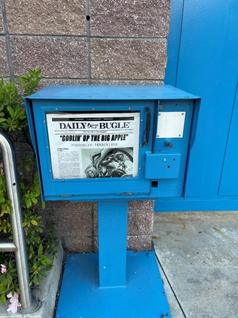 Daily Bugle newspaper stand at Marvel Superhero Island