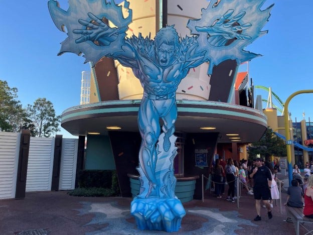 Iceman mural at Marvel Superhero Island