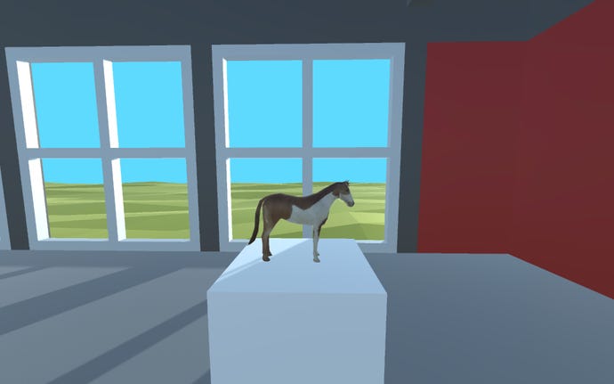 Pippin Barr's v r^2 is a remake of his earlier v r 2 digital exhibitions of Unity engine game objects.