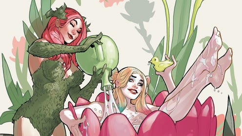 Poison Ivy bathes Harley Quinn