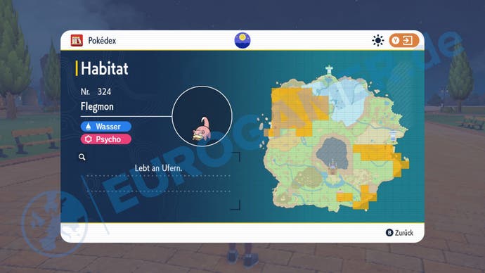 Die Habitate von Flegmon in Pokémon Karmesin und Purpur.