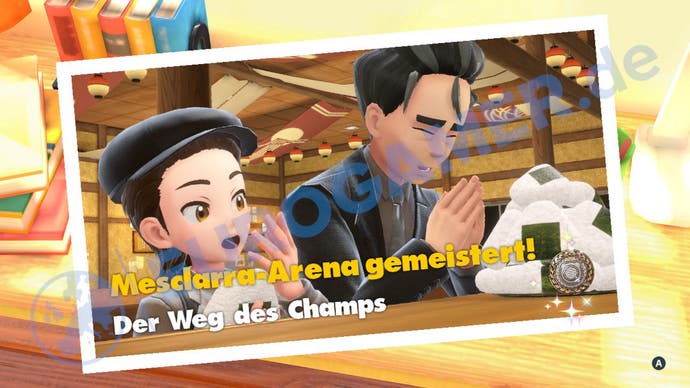 Das Siegerfoto mit Aoki in Pokémon Karmesin und Purpur.