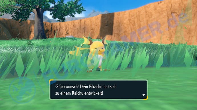 So entwickelt ihr Pikachu in Pokémon Karmesin und Purpur zu Raichu.