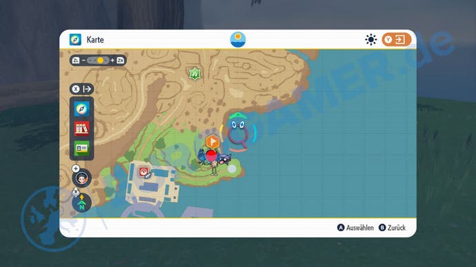 Fundort vom blauen Pfahl 1 in Pokémon Karmesin und Purpur.