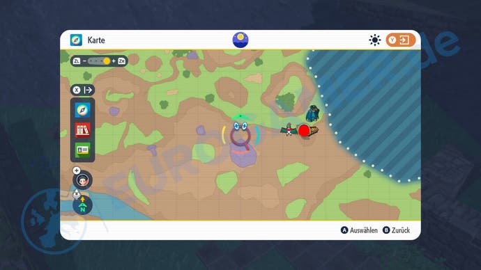 Fundort vom blauen Pfahl 2 in Pokémon Karmesin und Purpur.