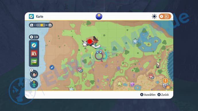 Fundort vom blauen Pfahl 7 in Pokémon Karmesin und Purpur.