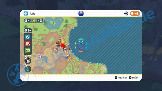 Fundort vom blauen Pfahl 8 in Pokémon Karmesin und Purpur.