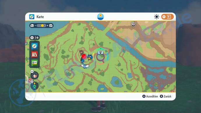 Fundort von lila Pfahl 3 in Pokémon Karmesin und Purpur.