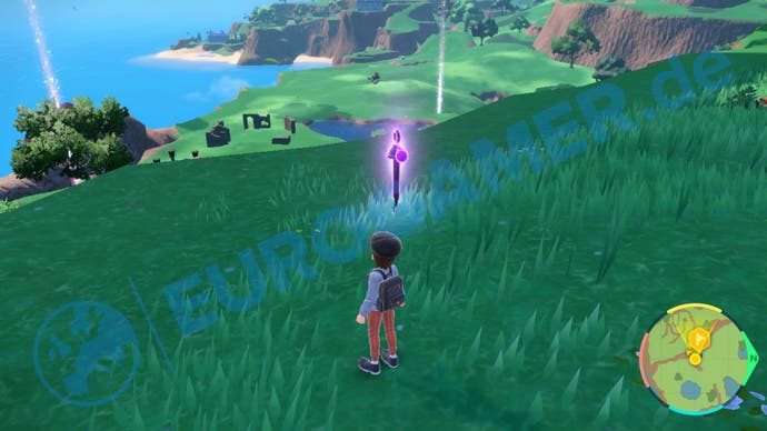 Fundort von lila Pfahl 5 in Pokémon Karmesin und Purpur.