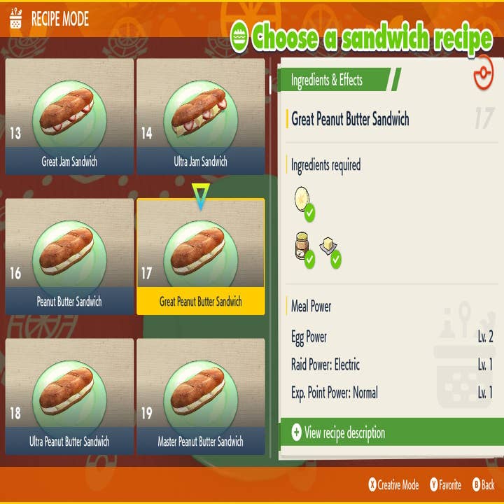 All Sparkling Power Sandwiches and their recipes in Pokemon Scarlet and  Violet