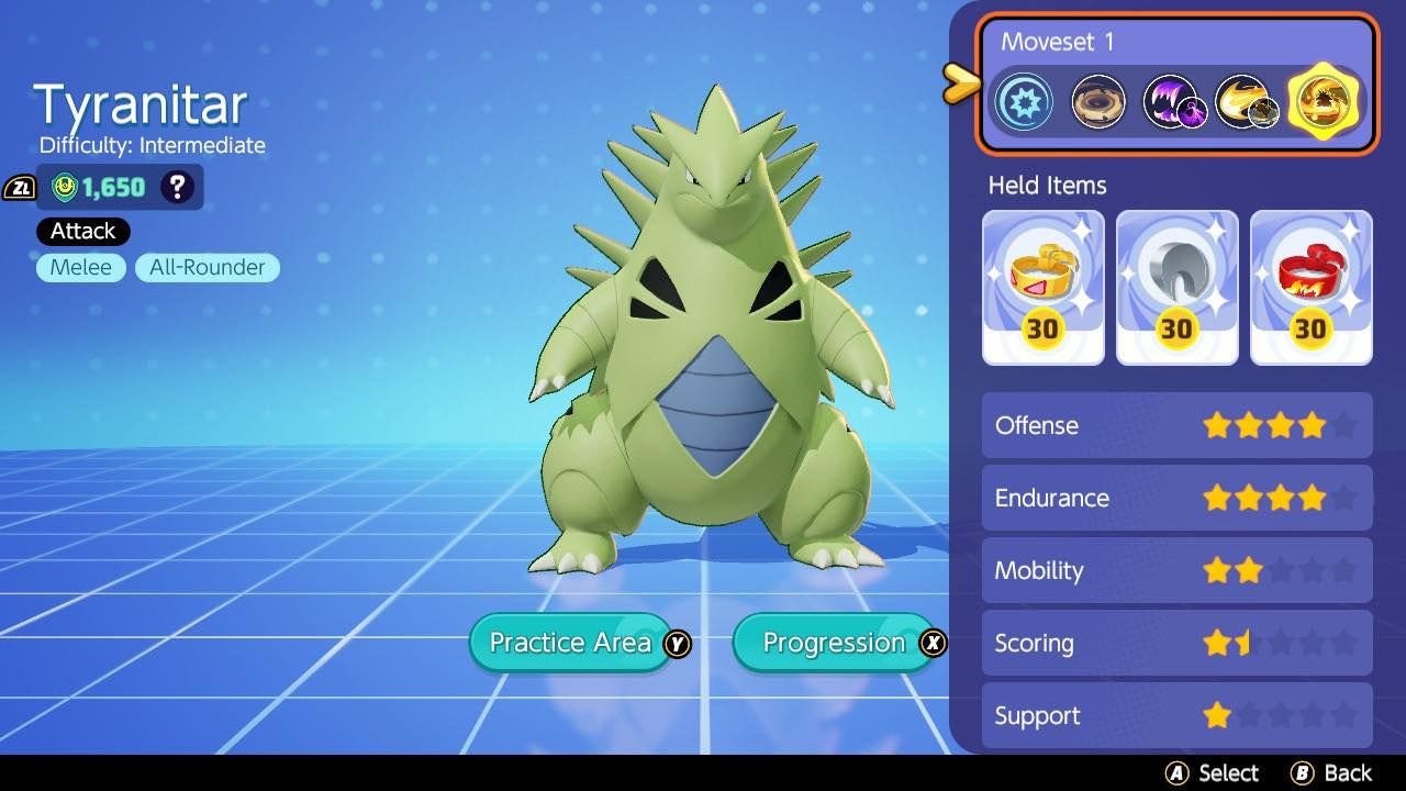 Pokémon Unite Tyranitar build, best items and moveset