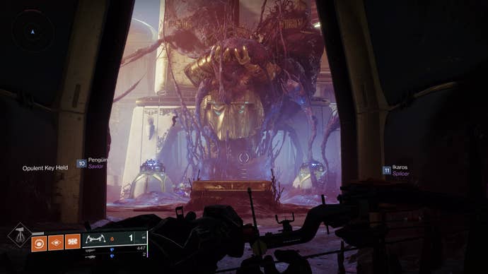 The big golden statue in the Royal Pools in Destiny 2 Season of the Haunted