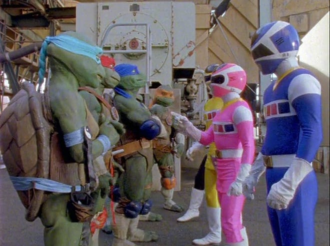 Power Rangers meet the Ninja Turtles