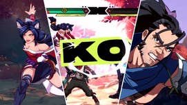 Two characters from Project L flank a big KO, taken from the game's UI.