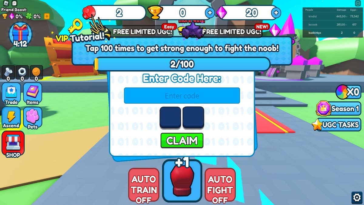 Boxing Simulator codes December 2023