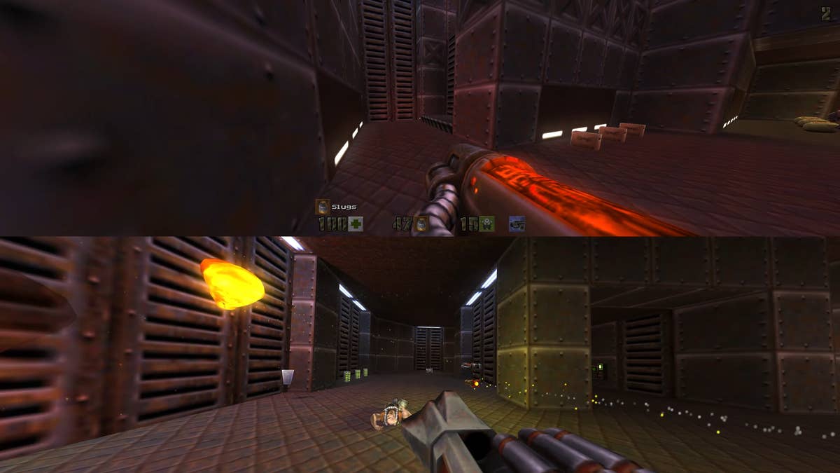 A closer look at Quake II's eight-way local multiplayer split screen mode