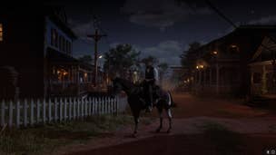 Arthur rides through Rhodes on horseback in Red Dead Redemption 2
